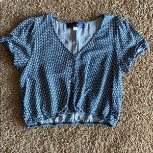 Francesca blue crop top with buttons